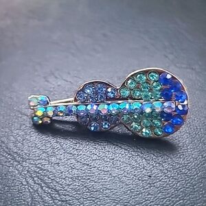 Violin Hair Pin Blue Beads